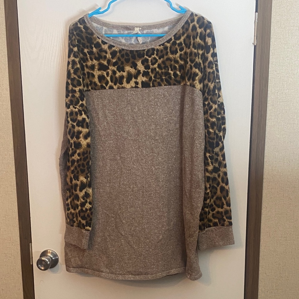 Cezanne Brown and Leopard Print Top